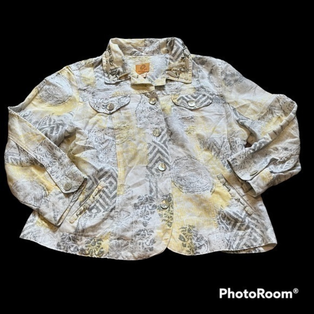 Ruby Rd. Linen beaded dress coat